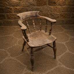 Antique Elm Ash Smoker's Bow Chair - English Country Captain's Rustic Farmhouse Circa 1820-1860 - thumbnail 2