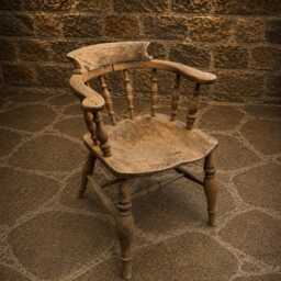 Antique Elm Ash Smoker's Bow Chair - English Country Captain's Rustic Farmhouse Circa 1820-1860 - thumbnail 3