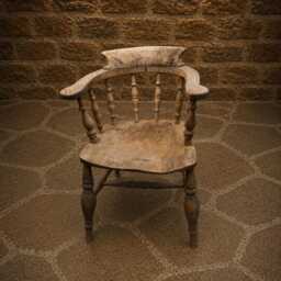 Antique Elm Ash Smoker's Bow Chair - English Country Captain's Rustic Farmhouse Circa 1820-1860 - thumbnail 4