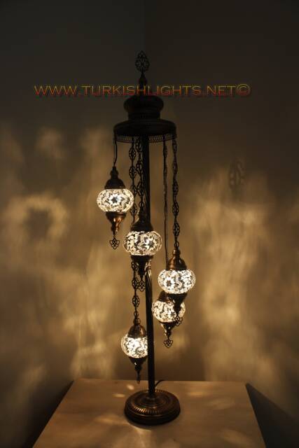 5 Ball Turkish Mosaic Floor Lamp With Large Globes, Lambader - image 1