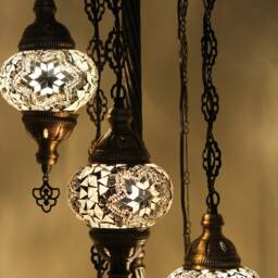 5 Ball Turkish Mosaic Floor Lamp With Large Globes, Lambader - thumbnail 2
