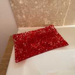 Fused Glass Blue Textured Soap Dish - thumbnail 2