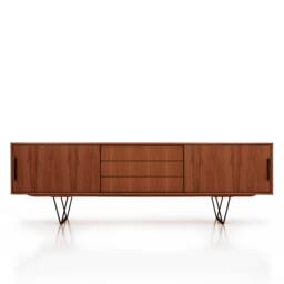 Mid-Century Sideboard, Dresser, Commode, Credenza Made Of Oak Vaneer - Teak Colour Livlo T-S02