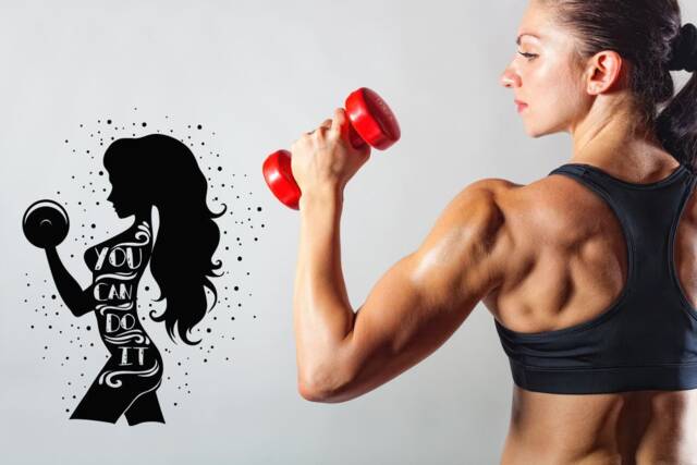 Fitness Woman Silhouette Wall Decal Motivational Gym Decor T718 - image 1
