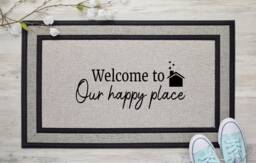"Personalized Family Name Doormat ""Our Happy Place" - thumbnail 1