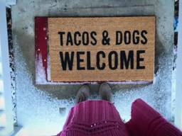 Tacos & Dogs Welcome Doormat, Funny Doormat - thumbnail 1
