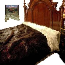 Handmade Brown Bear Faux Fur Throw Blanket, White Mongolian Sheepskin Reverse - thumbnail 3