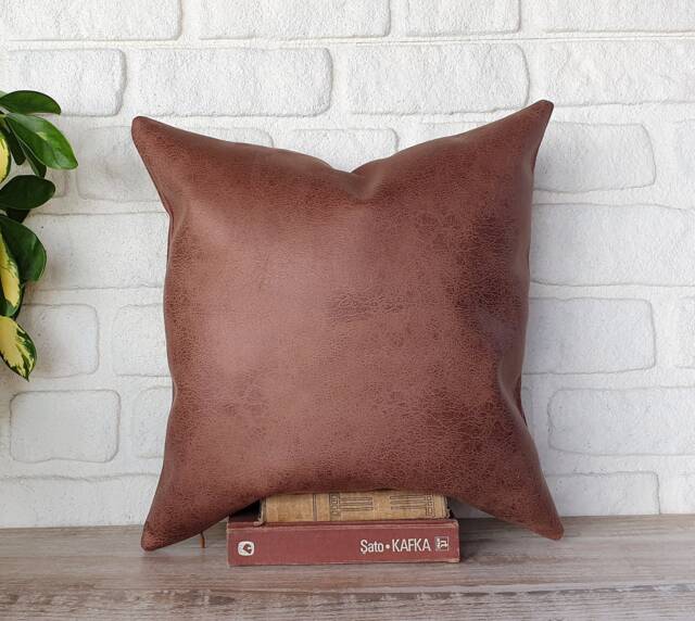 Rustic Brown Faux Suede Pillow Cover Modern Home Decor - 16x16'' - image 1