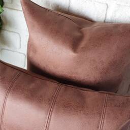 Rustic Brown Faux Suede Pillow Cover Modern Home Decor - 16x16'' - thumbnail 3