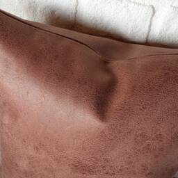 Rustic Brown Faux Suede Pillow Cover Modern Home Decor - 16x16'' - thumbnail 2