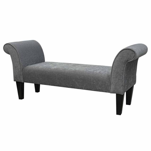 Handmade Grey Velvet Window Bench - British Custom Chaise Settle - image 1