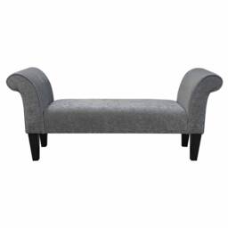 Handmade Grey Velvet Window Bench - British Custom Chaise Settle - thumbnail 2