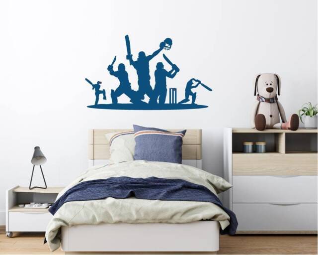 Cricket Wall Art Sticker Sports Gift, Boys Bedroom Cricket Decor, Wall Art Cricketer Gift, Decal - image 1