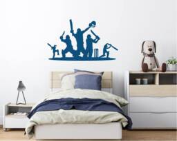 Cricket Wall Art Sticker Sports Gift, Boys Bedroom Cricket Decor, Wall Art Cricketer Gift, Decal - thumbnail 1