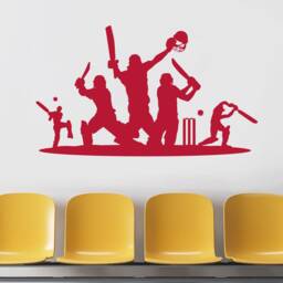 Cricket Wall Art Sticker Sports Gift, Boys Bedroom Cricket Decor, Wall Art Cricketer Gift, Decal - thumbnail 3