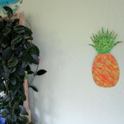 Upcycled Metal Pineapple Wall Art Tropical Kitchen Decor - 9 X 14 - thumbnail 3
