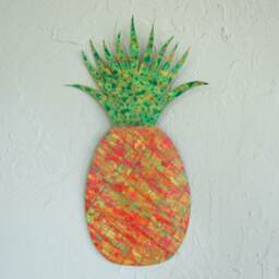 Upcycled Metal Pineapple Wall Art Tropical Kitchen Decor - 9 X 14 - thumbnail 2