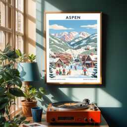 Aspen Ski Resort Poster Vintage Travel Art Print - thumbnail 2