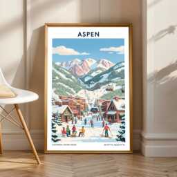 Aspen Ski Resort Poster Vintage Travel Art Print - thumbnail 1