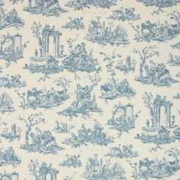 Upholstered Ottoman Round Hidden Storage Footstool - French Toile De Jouy Blue - thumbnail 4