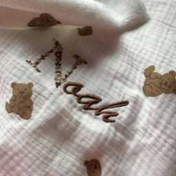 Ultra Soft Customizable Baby Blanket in Cotton Gauze - Baby Blanket With First Name Birth Gift Birthday - thumbnail 4