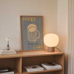 Paris Cafe Print, Coffee Trendy Retro Kitchen Poster, Butter Yellow Decor, Hand Drawn Illustration Art Unframed - thumbnail 2