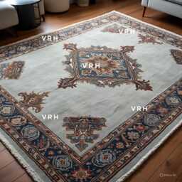Hand Knotted Wool Oushak Rug Pink Floral Turkish Style - thumbnail 1