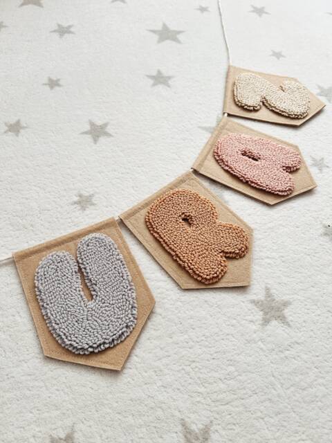 Personalized Embroidered Name Bunting, Felt Garland, Baby Shower Gift, Custom Garland Wall Hanging, Nursery Decor - image 1
