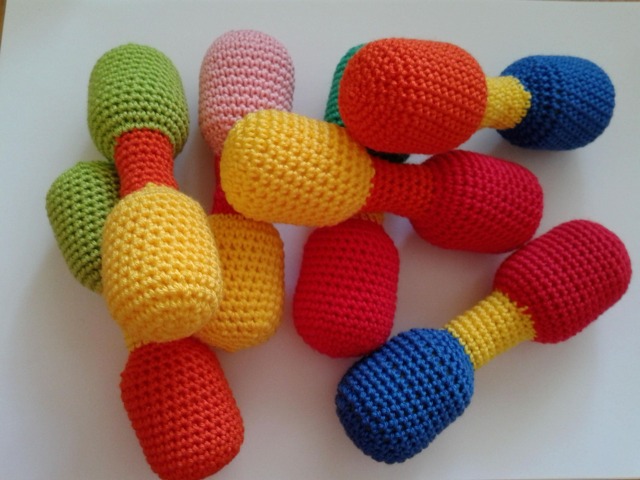 Rattle Baby Shower Gift Toy Crochet Yellow Red Pink Girls Kids - image 1