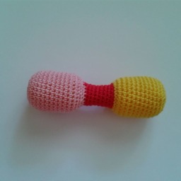 Rattle Baby Shower Gift Toy Crochet Yellow Red Pink Girls Kids - thumbnail 2