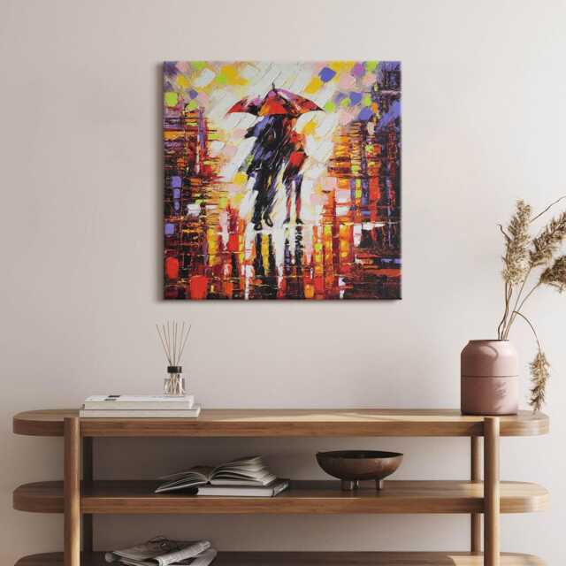 Couple Under An Umbrella Canvas, Wall Art Picture, Multicolor Decoration, Canvas - image 1