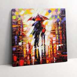 Couple Under An Umbrella Canvas, Wall Art Picture, Multicolor Decoration, Canvas - thumbnail 2