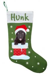 Personalized Black Lab Christmas Stocking Handmade Cotton Holiday Decor