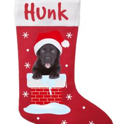 Personalized Black Lab Christmas Stocking Handmade Cotton Holiday Decor - thumbnail 2