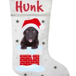 Personalized Black Lab Christmas Stocking Handmade Cotton Holiday Decor - thumbnail 3