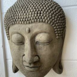 stone Garden Beautiful Lotus Buddha Face Wall Head Plaque/ Hanging Ornament - thumbnail 3