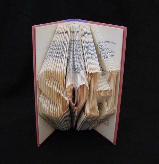 S Heart H 2 Letters With Symbol Wedding Anniversary Gift Folded-Book Art Sculpture - image 1