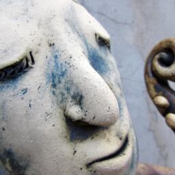 Fireclay Ceramic Cellist Sculpture, Handmade One-Of-A-Kind Statue - thumbnail 3