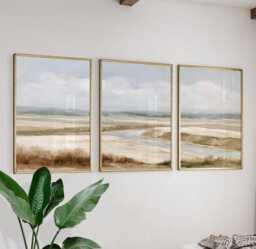 Soft Valley Poster Set, Neutral Landscape Wall Art, Abstract Prints - thumbnail 1