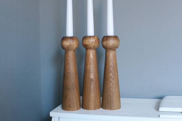 Handmade Beech Wood Candlestick Set Scandinavian Rustic Home Decor - image 1