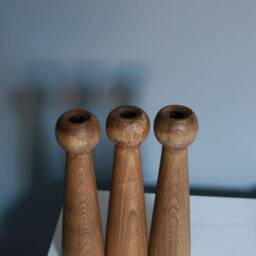 Handmade Beech Wood Candlestick Set Scandinavian Rustic Home Decor - thumbnail 3