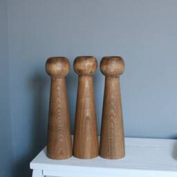 Handmade Beech Wood Candlestick Set Scandinavian Rustic Home Decor - thumbnail 2