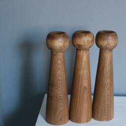 Handmade Beech Wood Candlestick Set Scandinavian Rustic Home Decor - thumbnail 4