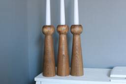 Handmade Beech Wood Candlestick Set Scandinavian Rustic Home Decor - thumbnail 1