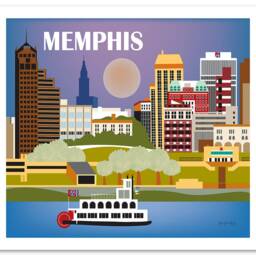 Memphis Tn Design Print, Art, Tennessee Travel Poster, Design, Horizontal City - Style E8-O-Mem - thumbnail 3