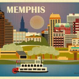 Memphis Tn Design Print, Art, Tennessee Travel Poster, Design, Horizontal City - Style E8-O-Mem - thumbnail 2