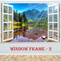 3D Window Decal Mountain Lake View Wall Sticker Effect Decor - thumbnail 2