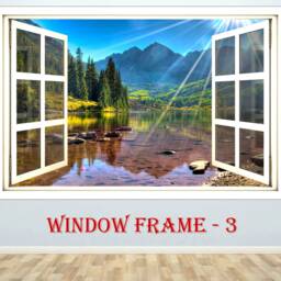 3D Window Decal Mountain Lake View Wall Sticker Effect Decor - thumbnail 3