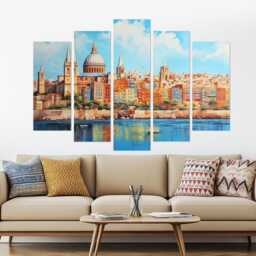 Abstract Valletta Canvas Print, Skyline, Malta Wall Art, Poster, Painting, Maltese Gift, Decor - thumbnail 2
