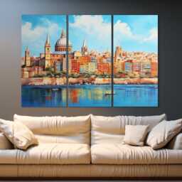Abstract Valletta Canvas Print, Skyline, Malta Wall Art, Poster, Painting, Maltese Gift, Decor - thumbnail 3